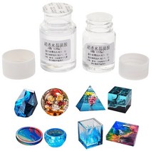 휴비나인 에폭시레진 크리스탈레진 에폭시 수지 접착제 DIY 공예 목재 Ab 플라스틱 투명 고경도 2 세트, Transparent
