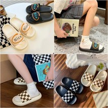 실내화모음 층간소음방지 쿠션화 어린이집 유치원 슬리퍼 쿠션감 좋은 여성실내화 거실화, 체크 블랙/L