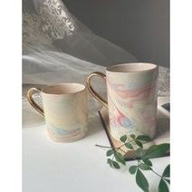 까사무띠 이태리 골드링 마블 머그컵 2size 9color, 크림, 350ml