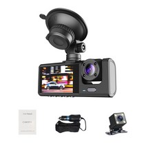 휴대용블랙박스 3 카메라 대시 캠 1080p 전면 및 내부 2 인치 화면 dashcam 블랙 박스 드라이버 레코더 택시 uber 자동차 dvr 후면 카메라 189, 검은색