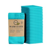 Softolle 100% 면 링스펀 워시 천 - 수건 벌크 팩 30.5 x 30.5cm(12 12인치) 얼굴용 수건 흡수성이 뛰어나고 부드러운 페이스 타월 (레드 24팩), Turquoise_60 Pack