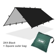 블랙코팅타프 타프 초경량 방수 텐트 차양 정원 캐노피 야외 캠핑 관광 해변 차양막 4x4m 4x3m 3x3m, 3 4 black