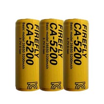 [트윈스몰] KC인증 파이어플라이 26650 리튬이온 배터리 보호회로 내장 CA-5200 충전지 5200mAh 3.7V, 3개