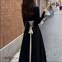 애미몰 2020 여성 프랑스 빈티지 헵번 레이스 라인 스커트 투피스 세트