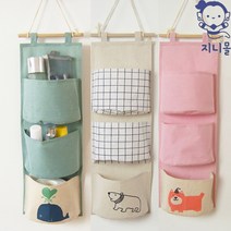 지니몰 패브릭 월 포켓 정리 수납 잭앤, 디자인E, 그린도트