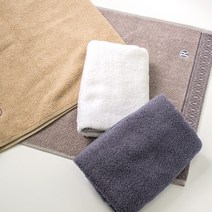 보카시 R 자수 타올 80x40cm 면 죽사 뱀부얀 170g 국산 수건 답례품, 회색