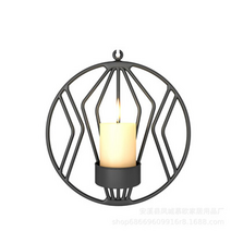 캔들 홀더 워머 북유럽 스타일 철 벽 장착 금속 홈 공예 빈티지 촛대 인테리어 장식, 검은색, 20x20x7cm