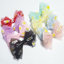 퍼피스토리 데이지 핀 (리본핀.9발 빗살핀.자동핀), 1개, 3.5cm플라스틱핀대 옐로우