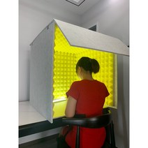 간이 녹음 스튜디오 칸막이 1인 부스 소형 방음 파티션 유튜브 암막 개인용 녹음실, 회색 외부 내부 노란색