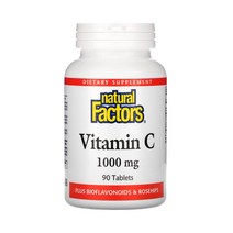 네추럴팩터스 비타민 C 1000mg 플러스 바이오플라보노이드 & 로즈힙 타블렛, 90개입, 3개