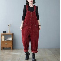 코듀로이 롤업 통바지 여자멜빵바지 데님 오버롤 멜빵 바지 팬츠