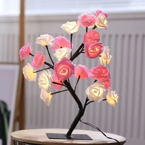Young USB 장미 꽃 트리 무드등 diy 만들기 수면등 북유럽 침대 등 침실 간접 조명, 화이트+핑크