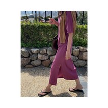 와이케이하우스 반팔 티셔츠 스커트 여성 여름 캐주얼 무릎 위 느슨한면 새로운 야생 얇은 중간 길이 드레스 20662_69966