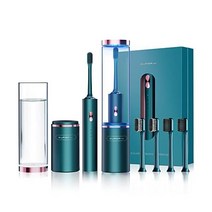 SUFOR-U Q5 소닉 전동 칫솔 클리닝 컵 포함 - 41000 VPM-4 모드 성인용 여행용 칫솔 45일 동안 1회 충전 스마트 타이머 칫솔 4개 헤드 칫솔(딥 그린)