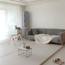 쁘띠메종 2단 폴더 거실매트 솔리드 260X140X4cm, 양면 크림
