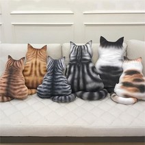 고양이 뒷태 애니멀 동물 쿠션 방석 학교 소품 인테리어 홈데코 방꾸미기 생일 선물 애견카페, 소, D