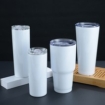 크로스보더 20oz 핫 승화 텀블러 레인보우 페인트 열전사 코팅 진공 스텐 스트레이트 컵, 흰색, 20oz 컵