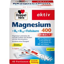 도펠헤르츠 Doppelherz 마그네슘 400mg 비타민 B6 B12 40포 독일 직배송, 40개(1팩)