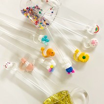 1+1 실리콘 빨대마개 뚜껑 커버 덮개, 블랙냥이