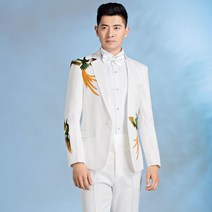 빤짝이 자켓 정장 화이트 행사 빅사이즈 남성 남자 의상 공연 졸업사진 개화기 의복 예복 무대 턱시도 수트 캐주얼 클럽 옷 세