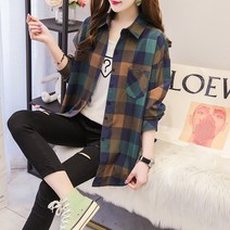 격자 무늬 셔츠 여성용 긴 소매 학술 스타일 셔츠 코트