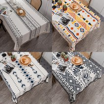 북유럽 감성 보헤미안 방수코팅 테이블보 2type, M(90X140cm), 보헤미안 옐로우