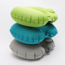 휴대용 간편 목쿠션 펌핑 에어 목베개 블루그린