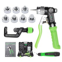 DrewDell Hydraulic Swaging Tool Kit HVAC Pipe Tube Expander with Deburring Cutter and 7 Heads of 3/8