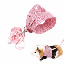 작은 반려동물 기니피그 토끼 하네스 및 목줄 핑크 스트라이프 가슴 스트랩 조끼 동물 친칠라 쥐 다람쥐 고슴도치 페렛 야외 산책 의류 액세서리 416972, S (chest size:7-9.4 inch), Pink Stripe