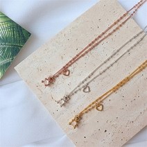 코지 큐티 테디베어 하트 글라스 목걸이