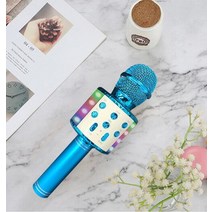 가정용 코인노래방 기계 휴대용 길거리공연 찬양 반주기 부스 무선 블루투스 마이크 ws-858858l 무선 마이크와 led 조명 k 노래 다채로운 조명 국가 k 노래, 푸른