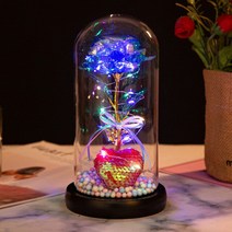 화병 도자기 유리 돌 6색 아름다움과 야수는 유리 돔에 발렌타인 선물 LED 로즈 램프 크리스마스, 25 D