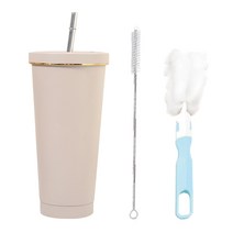 CKB 스텐 빨대 텀블러, 베이지, 750ml