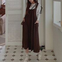 로로텐 뷔스티에 끈 롱 원피스 스판 U넥 A라인 빅사이즈