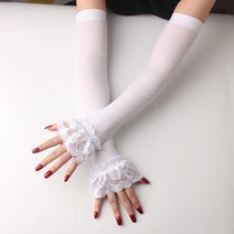봄 여름 가을 여성 자외선차단장갑 쿨 더 긴레이스 팔 토시