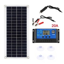 휴대용태양광 태양광 파워뱅크 인버터 충전기1000W 전지 패널 12V 10A-60A 컨트롤러 전화 RV 자동차 MP3 패, 03 with 20A ler