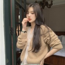 니트코트가디건 그물 레드 가을 클래식 멜란 와이드 루즈핏 오버핏 스웨터 여성 2615956897