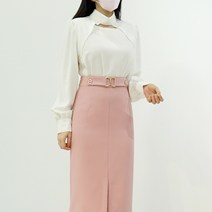 초커 넥라인 숄더 패드 쉬폰 정장 블라우스