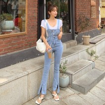 떳다그녀 브시아 스퀘어 데님 점프슈트