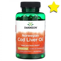 스완슨 Norwegian 대구간유 코드 리버 오일 Cod Liver Oil 350 mg 250 소프트젤 캡슐
