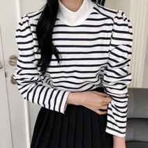 이지인이지 여성 반폴라 벌룬소매 스프라이트 티셔츠