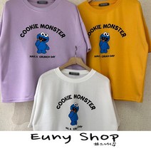 [으니샵] 몬쿠키반팔티 데일리 여성반팔티 여자반팔티 10대 20대 캐릭터티셔츠 몬스터 라운드티셔츠 여름반팔티셔츠