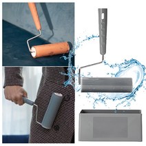 테이프크리너 씻어쓰는 돌돌이 찍찍이 고무 롤 클리너 핸디형, 그레이