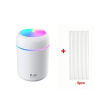 책상용가습기 소형 초음파 무중력 휴대용 샤오미 300ml 전기 가습기 아로마 오일 디퓨저 USB 쿨 미스트 분무기 다채로운 밤 빛으로, [05] White and 5 Filters