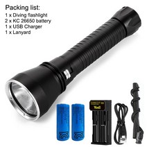 수중랜턴 랜턴 손전등 수중 스쿠버 다이빙 낚시 방수, 6.kc26650 charger - Yellow lig