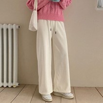 보리맘 골덴 기모 와이드 팬츠 밴딩 바지