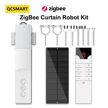 전동커튼 QCSMART 커튼 봇 드라이버 로만 로드 I 타입 블라인드 모터 지그비 3.0 알렉사 구글 홈 음성 제어