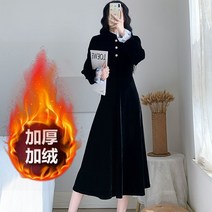 겨울 여성 20대 벨벳 롱 레이스 니트 원피스 30대 하객 원피스