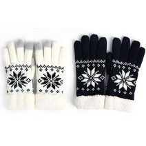 양털 기모 스마트터치 겨울 눈꽃 니트장갑 남성 여성