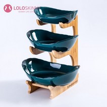 로로스키니 디저트 트레이 2단 3단 예쁜 과일 도자기 케이크 LS0318, 세라믹그린/3단